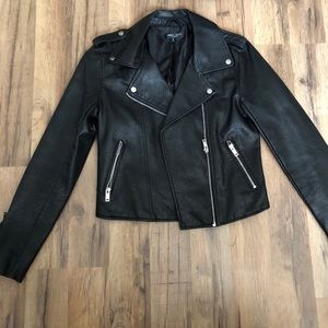 Faux leather motor jacket